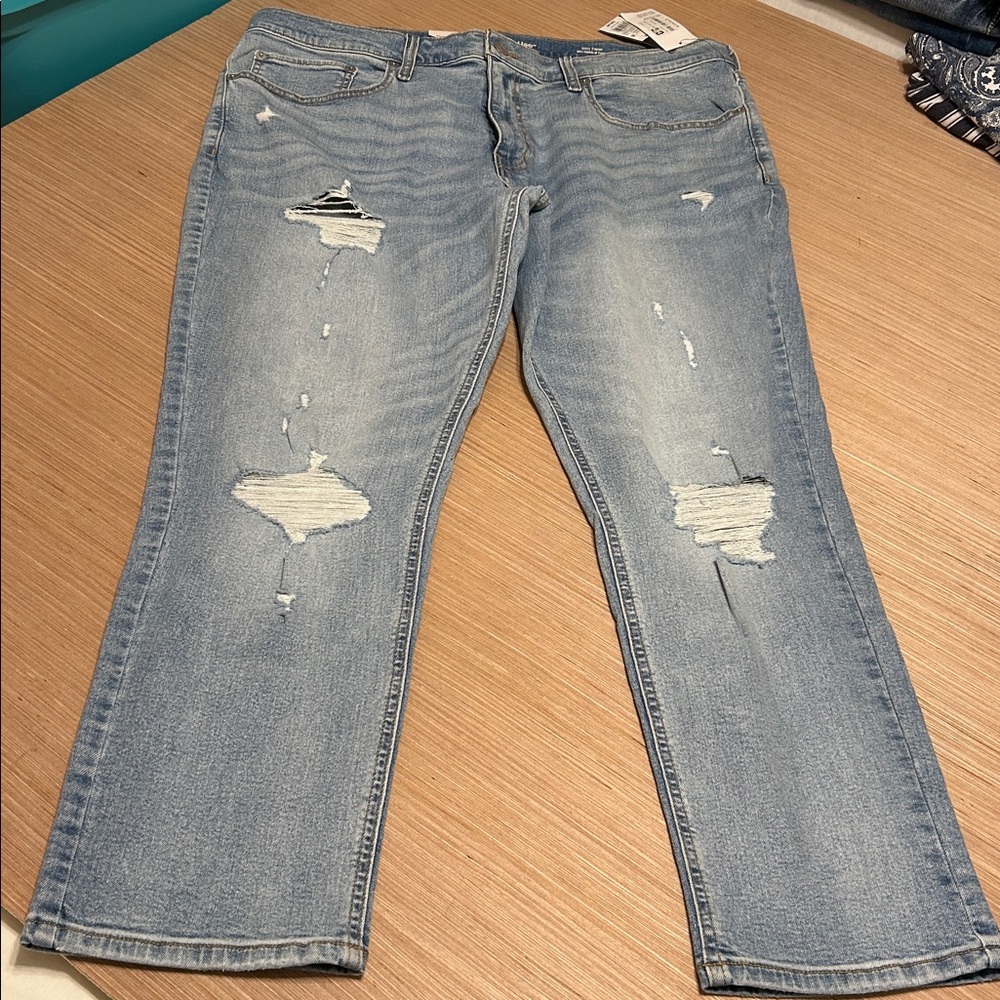 Original Use Distressed Light Blue Slim Men Jeans Size 40 X 30”